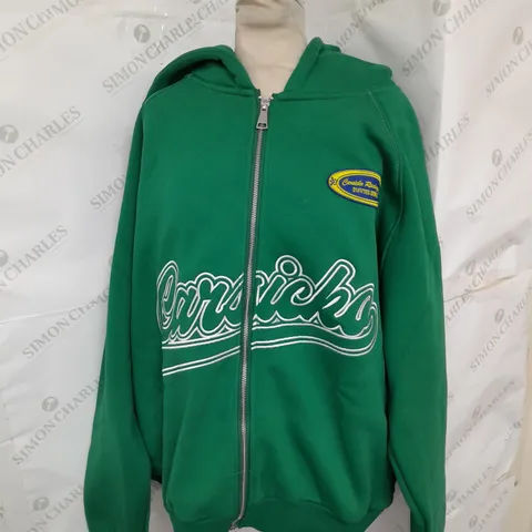 CARSICKO EMBROIDERED ZIP UP JACKET IN GREEN SIZE M