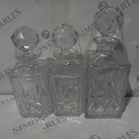 SET OF 3 VARYING SIZE DECANTERS