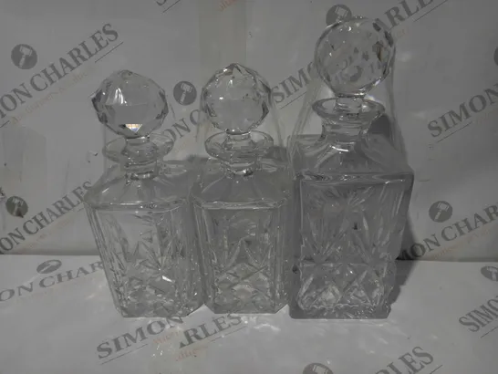 SET OF 3 VARYING SIZE DECANTERS