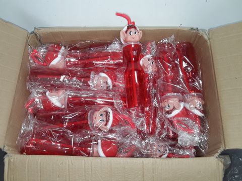 LARGE QUANTITY OF ELF NOVELTY DRINKS CONTAINERS WITH STRAWS