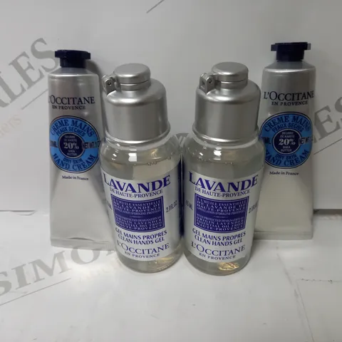 4 L'OCCITANE EN PROVENCE PRODUCTS TO INCLUDE 2 HAND CLEAN GEL (65ml), 2 DRY HAND CREAM (30ml)