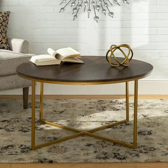 BOXED COFFEE TABLE - CLEAR/GOLD