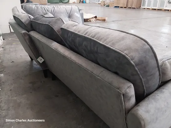 DESIGNER CHAISE SOFA GREY PLUSH FABRIC 