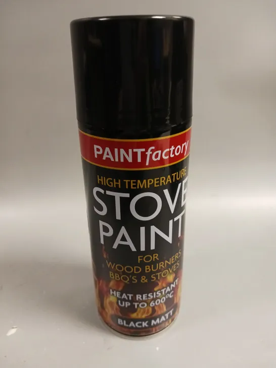 12 X PAINT FACTORY HIGH TEMPERATURE STOVE PAINT - BLACK MATT - COLLECTION ONLY 