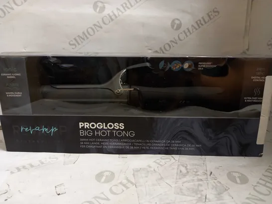 BOXED REVAMP PROFESSIONAL PROGLOSS BIG HOT TONG 38MM CERAMIC CURLING TONG