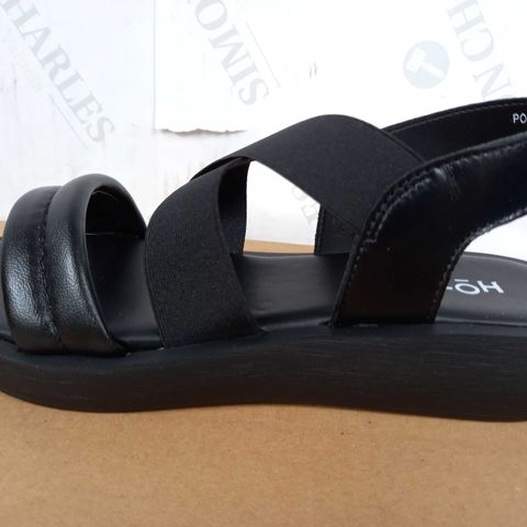BOXED PAIR OF HOTTER SANDALS (BLACK), SIZE 5 UK