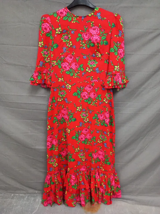 THE VAMPIRE'S WIFE RUFFLE TRIM FLORAL PRINT MAXI DRESS IN RED SIZE UNSPECIFIED