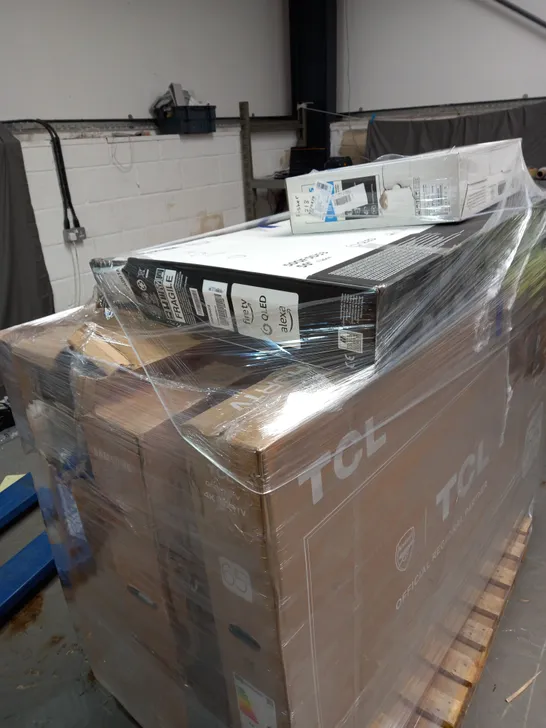 PALLET OF ASSORTED DAMAGED AND FAULTY TELEVISIONS AND MONITORS TO INCLUDE HISENSE, TOSHIBA AND TCL - COLLECTION ONLY 