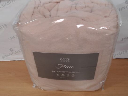 COZEE HOME SET OF TWO FLEECE DEEP FITTED SHEETS - DOUBLE, ROSE SMOKE 