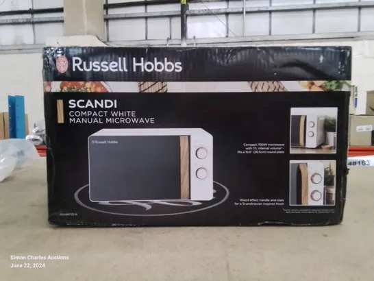 BRAND NEW BOXED RUSSELL HOBBS SCANDI COMPACT WHITE MANUAL MICROWAVE 