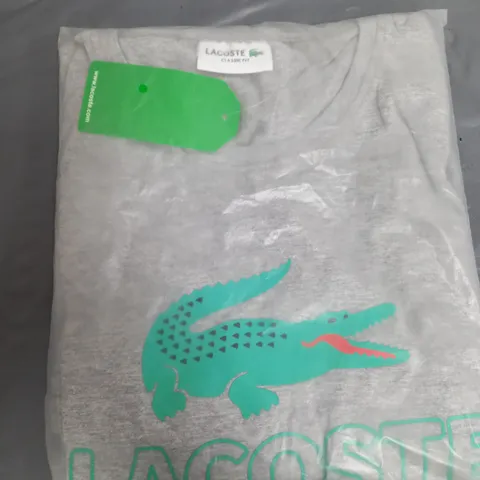 LACOSTE GREY LOGO T-SHIRT - SIZE XL