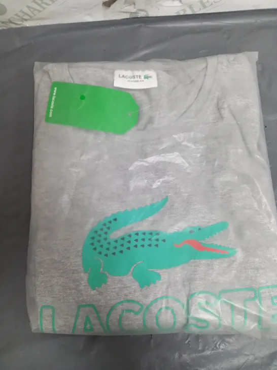 LACOSTE GREY LOGO T-SHIRT - SIZE XL