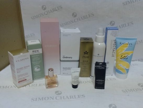 LOT OF APPROXIMATELY 10 ASSORTED SKIN CARE ITEMS, TO INCLUDE KYLIE SKIN, LANCOME, FONTAINAVIE, ETC
