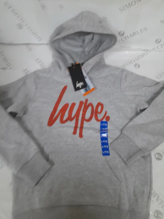 BOYS HYPE LOGO GREY HOODIE SIZE 11-12 YEARS