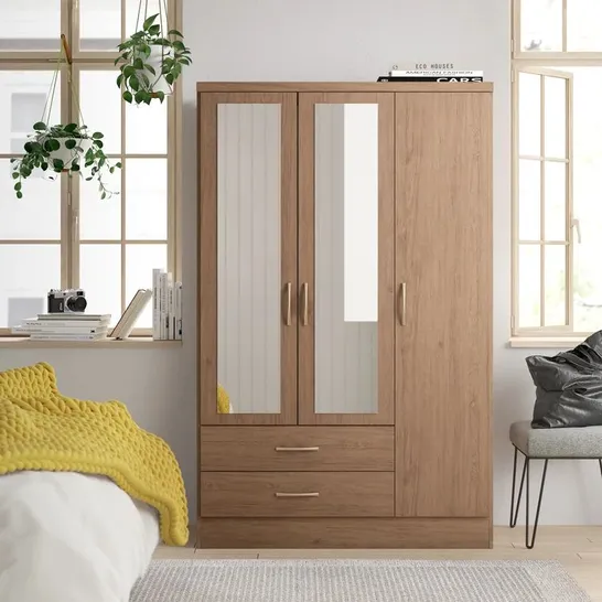 BOXED CASCIO 3 DOOR WARDROBE RUSTIC OAK EFFECT (3 BOXES)