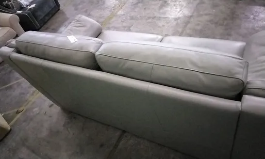 QUALITY ITALIAN DESIGNER LIGHT GREY LEATHER 3 SEATER SOFA 