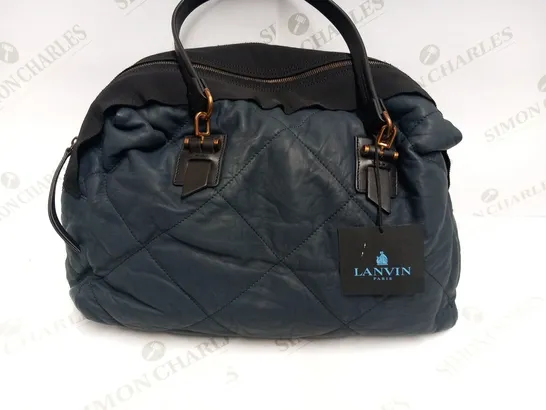 LANVIN NAVY LAMBSKIN BOWLING BAG