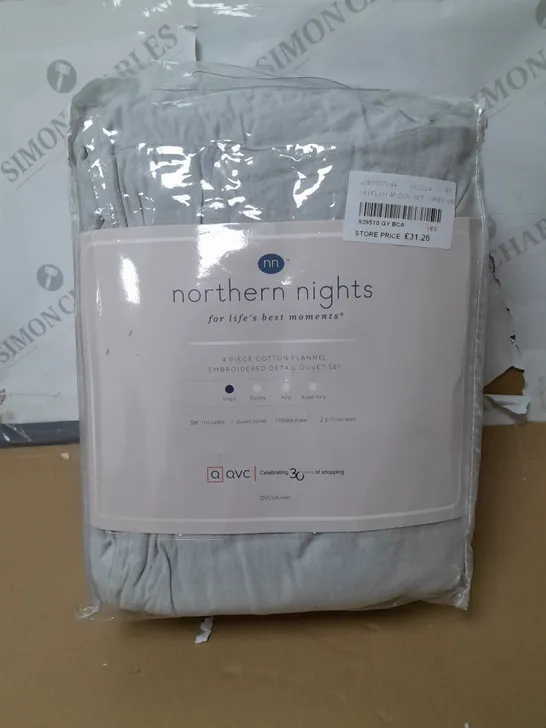 NORTHERN NIGHTS 4 PIECE DUVET SET IN GREY - SINGLE SIZE