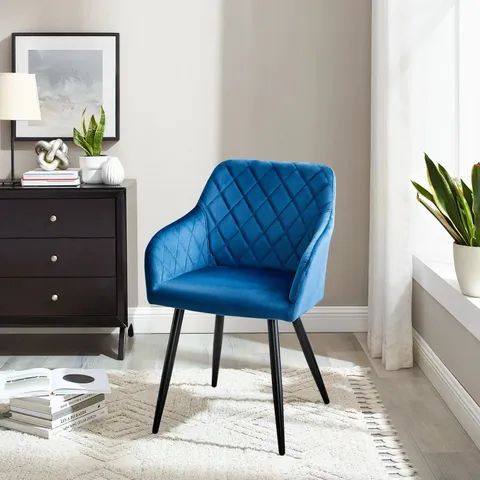 BOXED MOREE SET OF TWO TEAL VELVET DINING CHAIRS (1 BOX)