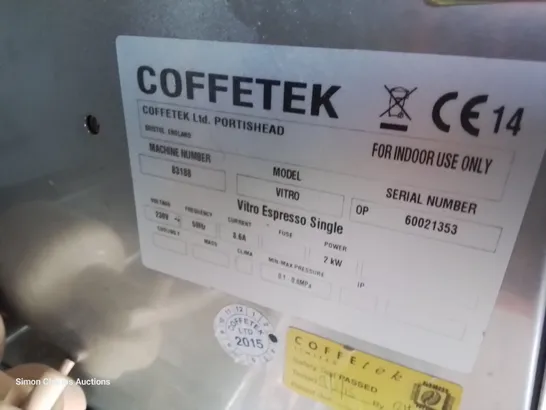 COFFETEK VITRO EXPRESSO SINGLE BEAN TO CUP & HOT DRINK DISPENCER