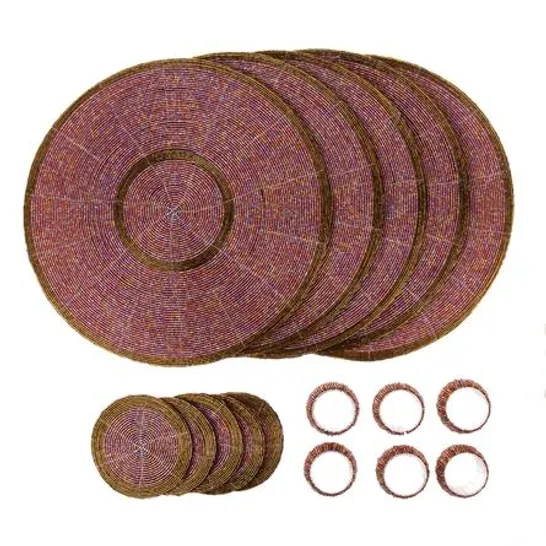 DANBURY 18 PIECES PLACEMAT 32CM COLOUR: RUSTIC PURPLE/PINK