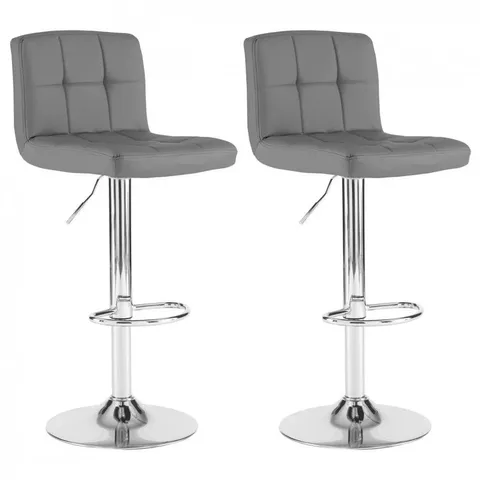 CUBAN FAUX LEATHER SWIVEL BAR STOOL WITH CHROME BASE - DARK GREY