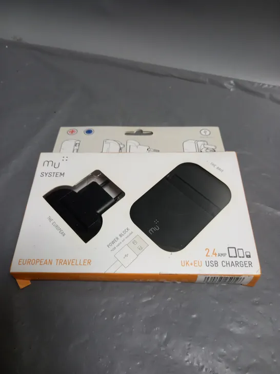 BOXED MU SYSTEM UK & EU USB CHARGER SET 