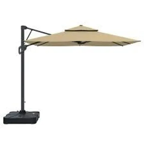 BOXED COSTWAY 3M CANTILEVER GARDEN PARASOL WITH TILTED DESIGN AND 360° ROTATION - BEIGE