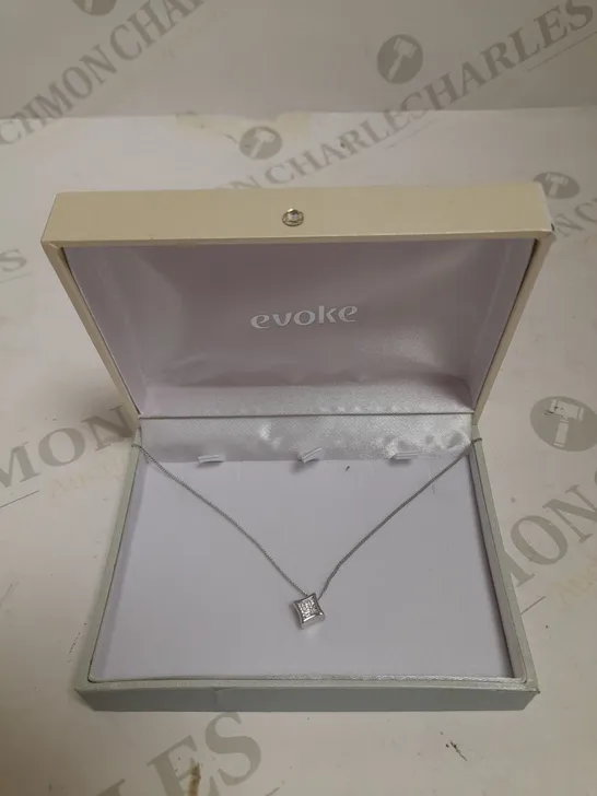 EVOKE CRYSTAL SQUARE PENDANT NECKLACE 