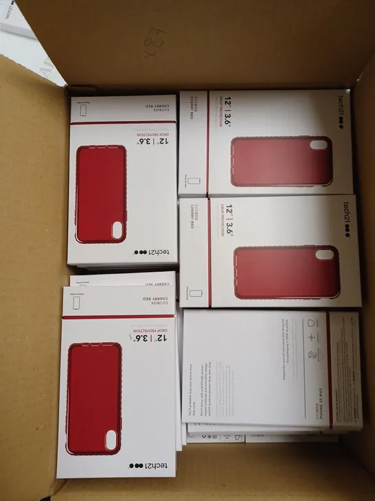 BOX OF 87 TECH21 CHERRY RED EVOROX PHONE PROTECTION CASES FOR IPHONE XS MAX