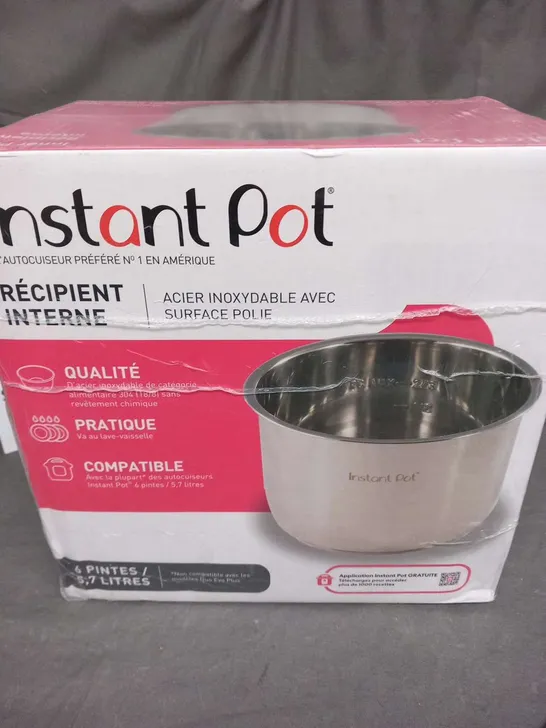 BOXED AND SEALED INSTANT POT INNER POT STAINLESS STEEL WITH POLISHED SURFACE