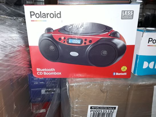 PALLET OF ASSORTED ELECTRONICS TO INCLUDE POLAROID BLUETOOTH CD BOOMBOX, BLACKWEB BLUETOOTH GAMING SPEAKERS AND POLAROID DOLBY ATMOS SOUNDBAR 