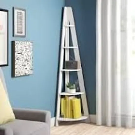 BOXED DESIGNER WHITE CORNER BOOKCASE (1 BOX)