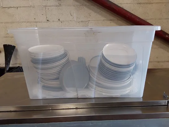 BOX OF ASSORTED PLATES AND DINNERWARE