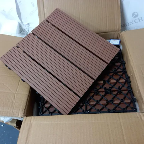 BOX OF 10 COMPOSITE PATIO TILES EACH 30 X 30 X 2CM