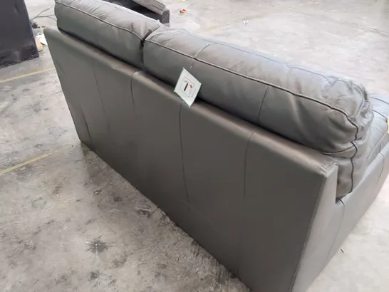 DESIGNER TWO SEATER SOFA GREY LEATHER 