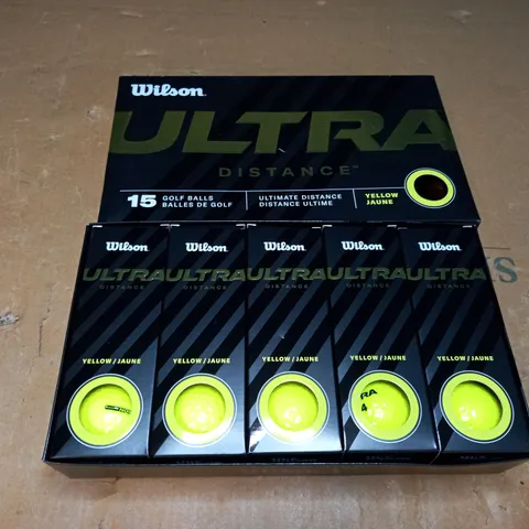 WILSON ULTRA GOLF BALLS UNISEX YELLOW 3 X 5 BALL PACK