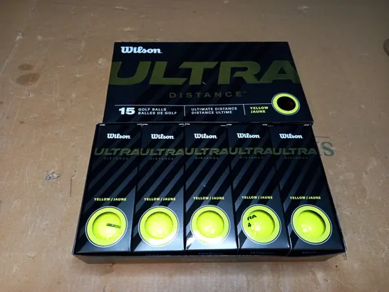 WILSON ULTRA GOLF BALLS UNISEX YELLOW 3 X 5 BALL PACK