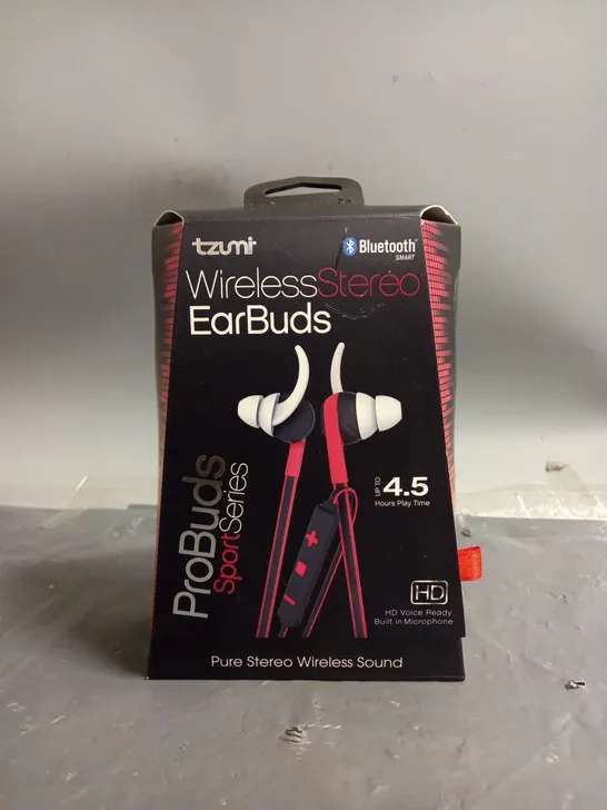 TZUMI WIRELESS STEREO EARBUDS - PRO BUDS SPORT SERIES