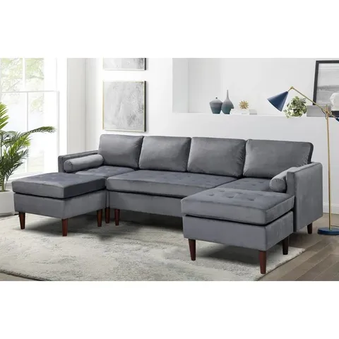 BOXED FAIRMONT PARK AMBON SOFA - DARK GREY VELVET (2 BOXES)