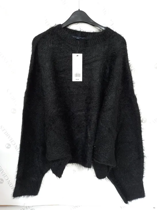 FRENCH CONNECTION MEENA FLUFFY BOAT NK JUMPER IN BLACK - MEDIUM