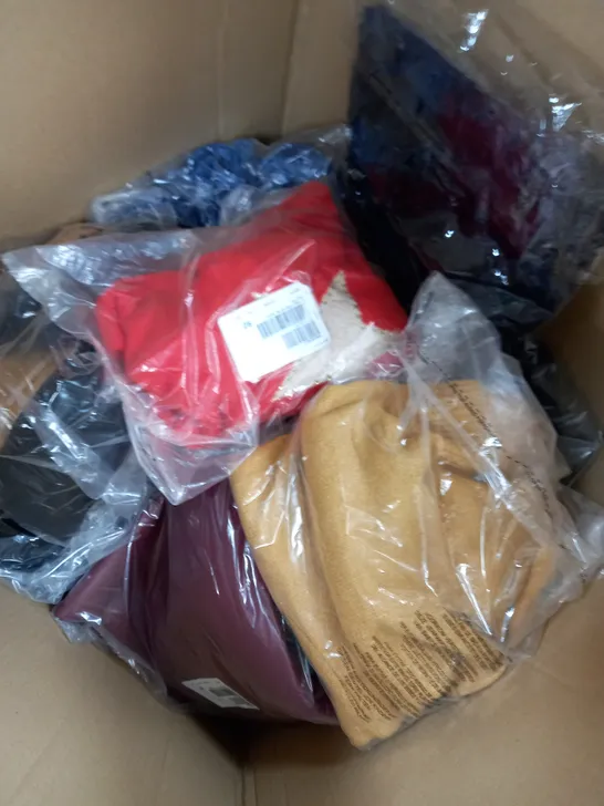 BOX OF APPROXIMATELY 10 ASSORTED ITEMS TO INCLUDE JACKET, MIRACLESUIT, BLACK TIGHTS ETC