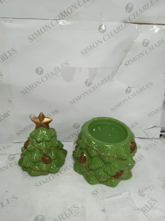 HOMEWORX BY HARRY SLATKIN 3 WICK FESTIVE CERAMIC TREE