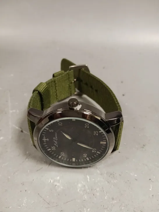 LA BANUS BLACK DIAL GREEN FABRIC STRAP WATCH 