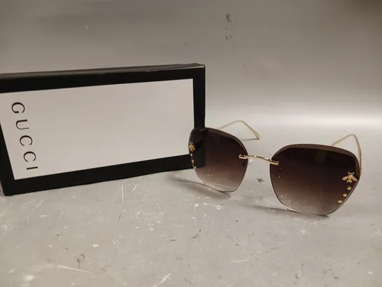 GUCCI TINTED RIMLESS FRAME SUNGLASSES 