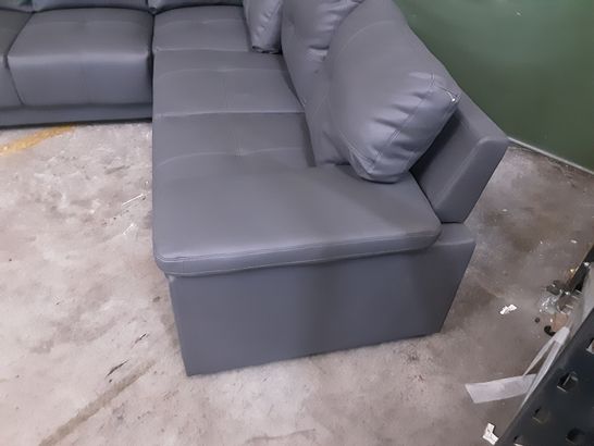 DESIGNER GREY LEATHER 4-SEATER CORNER SOFA