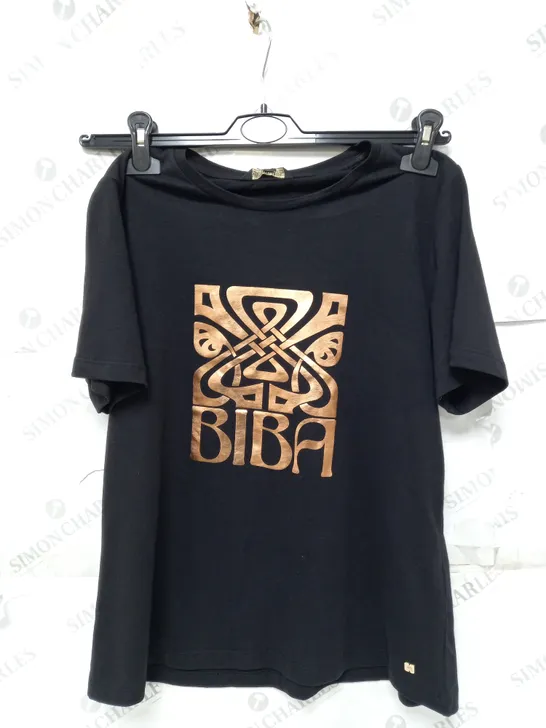 BIBA LOGO T-SHIRT BLACK SIZE 12