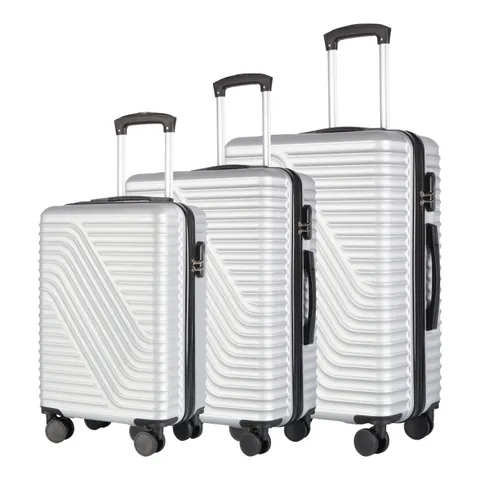 BOXED NEO SET OF APPROXIMATELY 3 SILVER HARD SHELL LUGGAGE SUITCASES (1 BOX)