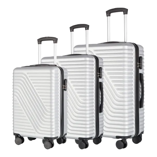 BOXED NEO SET OF 3 SILVER HARD SHELL LUGGAGE SUITCASES (1 BOX)