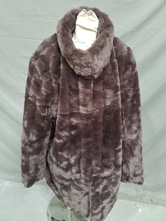 CENTIGRADE CHOCOLATE BROWN FAUX FUR JACKET - 2XL